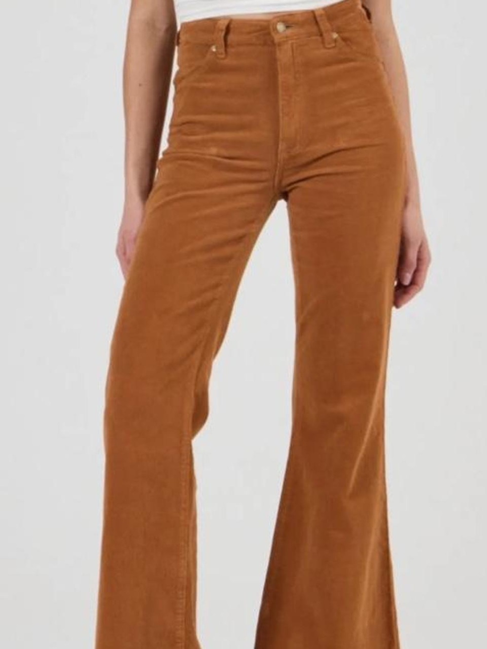 Rolla’s High-Rise Corduroy Flare Jeans in Camel Beige - Women’s